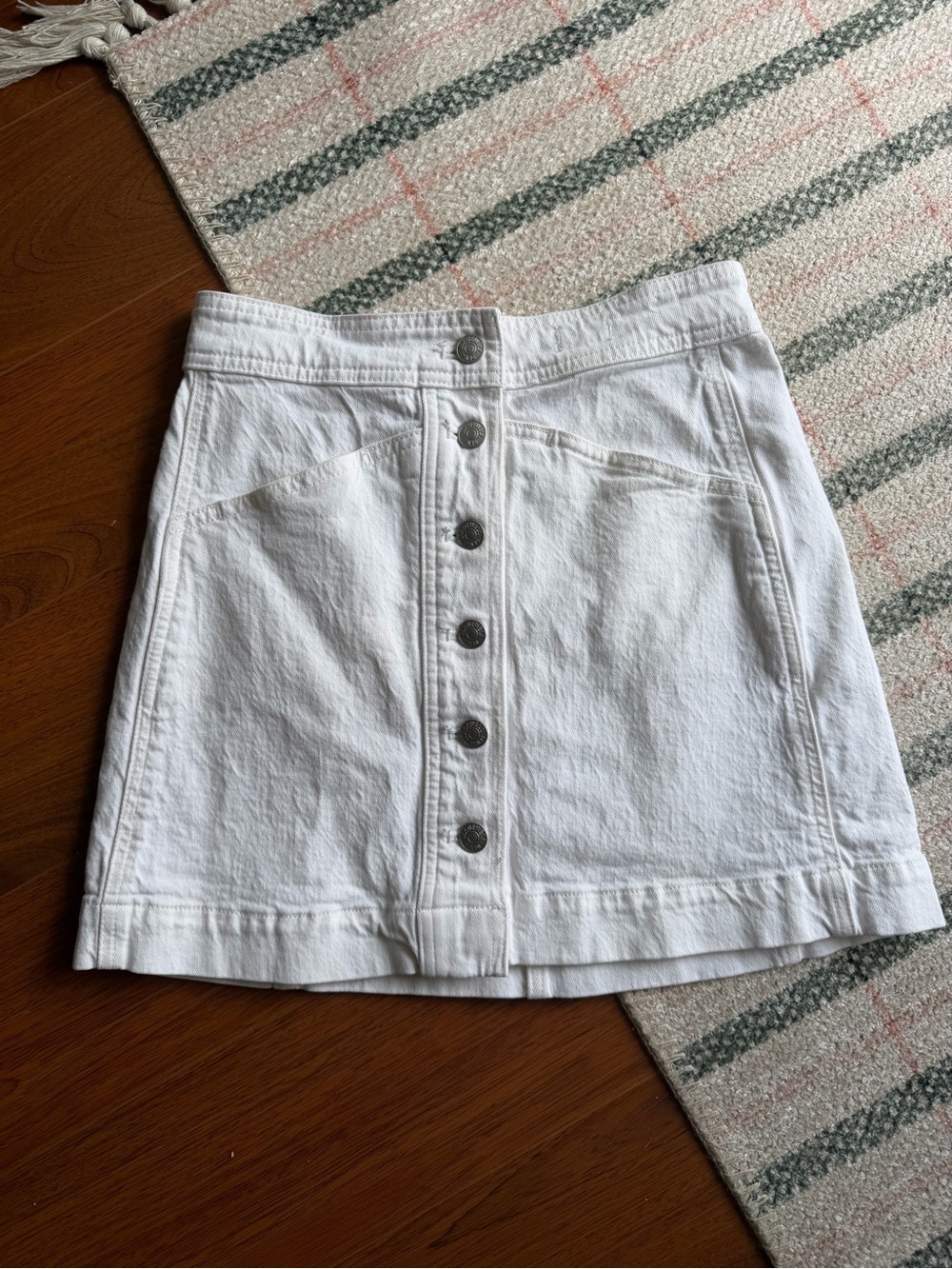 Madewell A-Line Stretch Denim Button Down Skirt